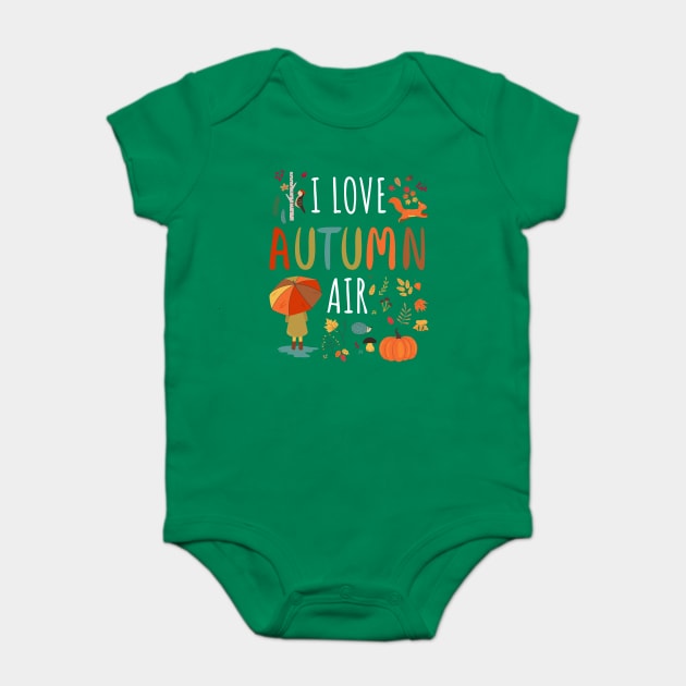 I Love Autumn Air Leaves Design Baby Bodysuit by creative